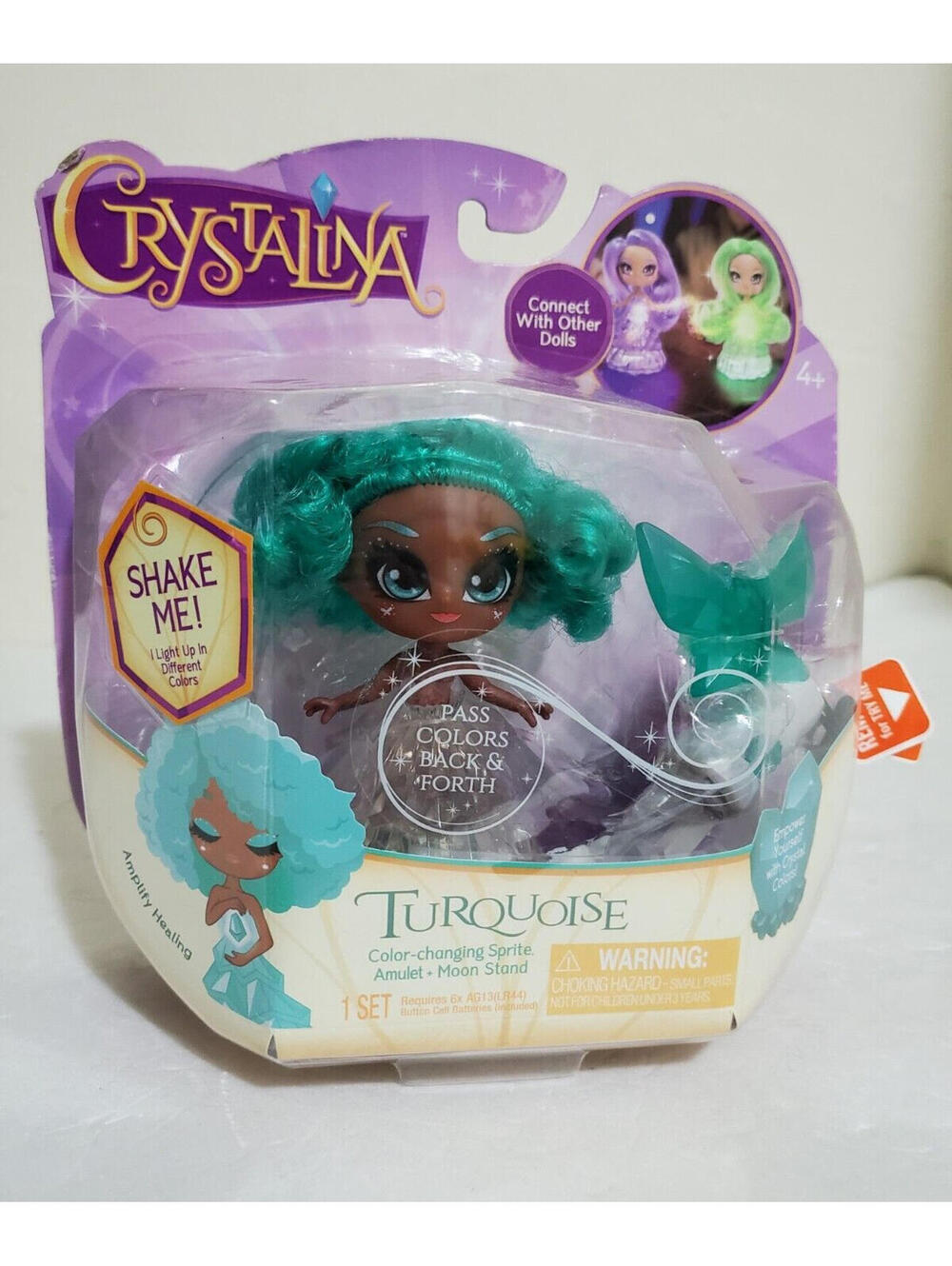 Crystalina Turquoise Color Changing Sprite  Amulet Moon Stand Set  Magical Delig